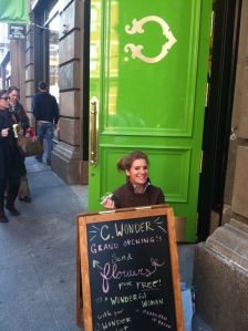 when i say i write a lot for c. wonder, i mean i really do write it! this is me on opening day of our soho flagship.